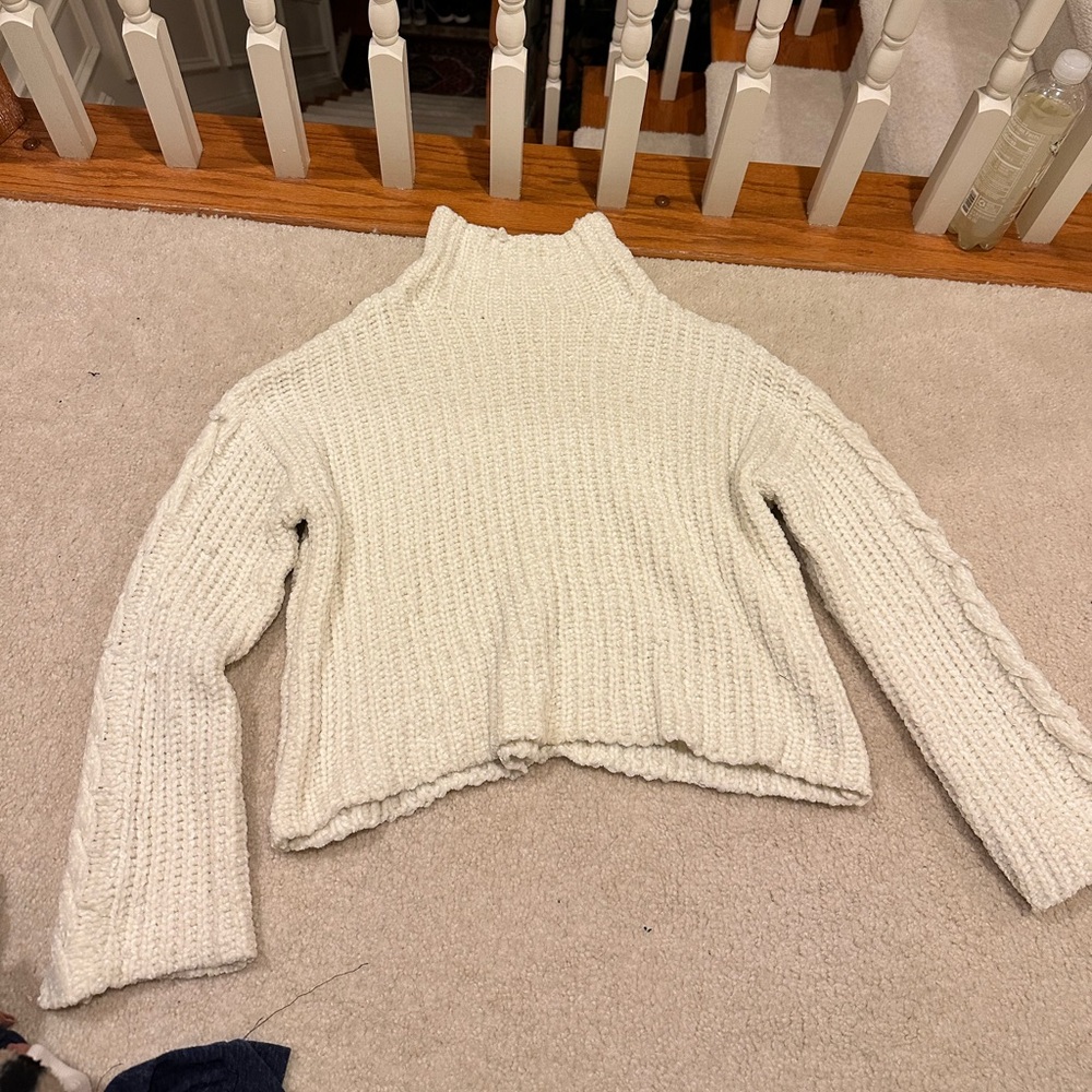 White Knit Turtleneck Sweater